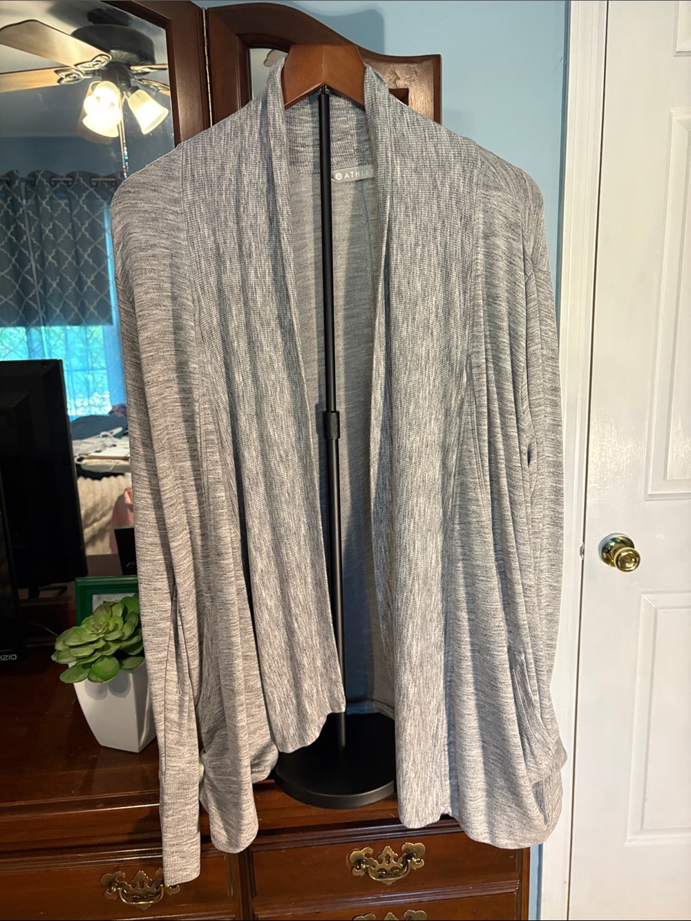 Athleta Light Heather Gray Open-Front Women's Cardigan Sweater